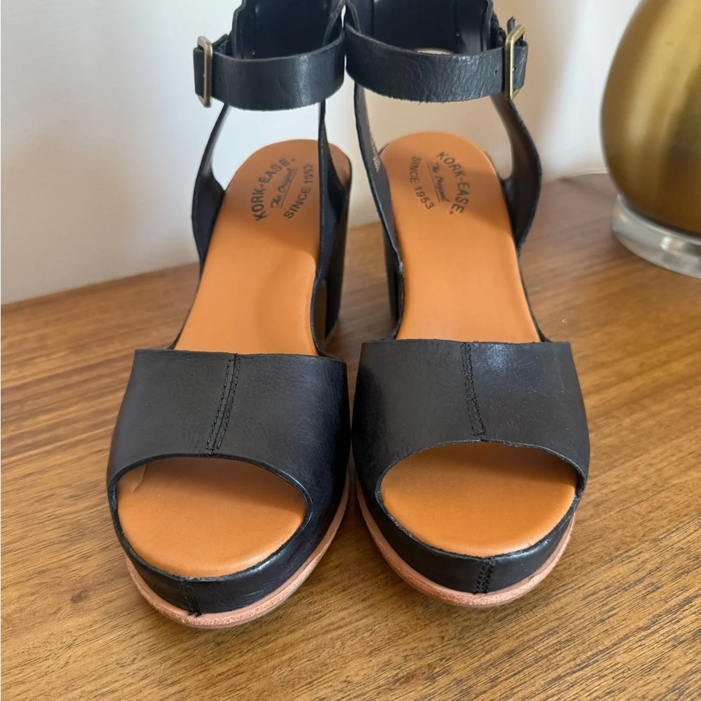 New Kork-Ease Stasia Black Leather p
Platform Sandal - Picture 8 of 9